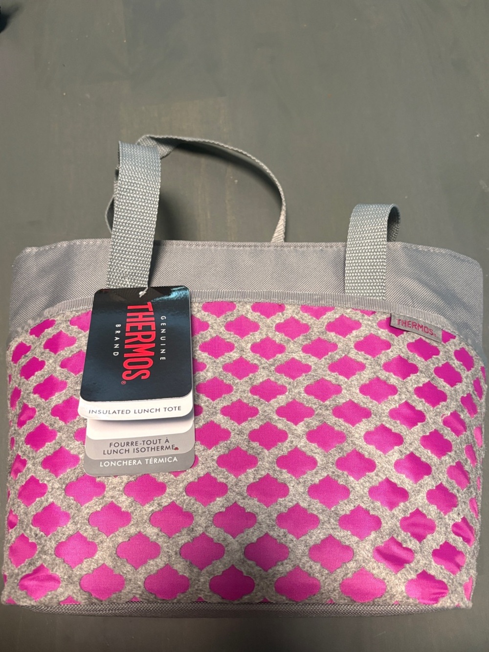 Thermos Pink and Gray Insulated Lunch Tote
